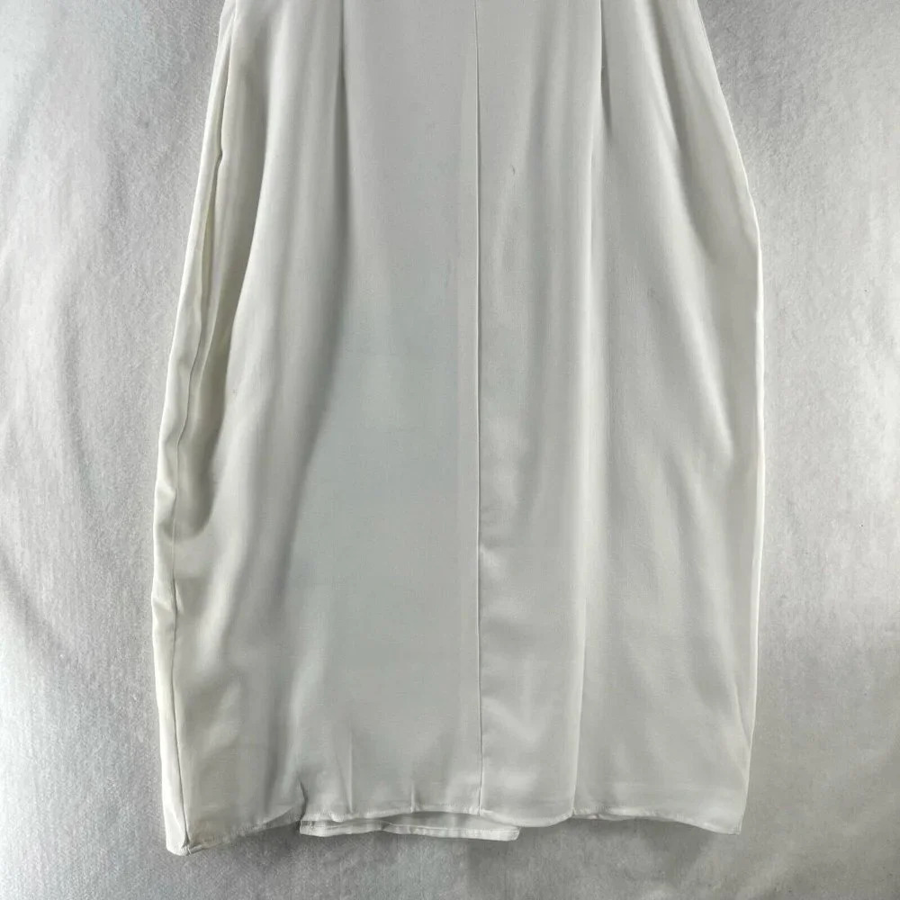 Nasty Gal Slip Dress Size 10 Woven Button Down Broiderie Panel Side Slit White - Picture 8 of 15